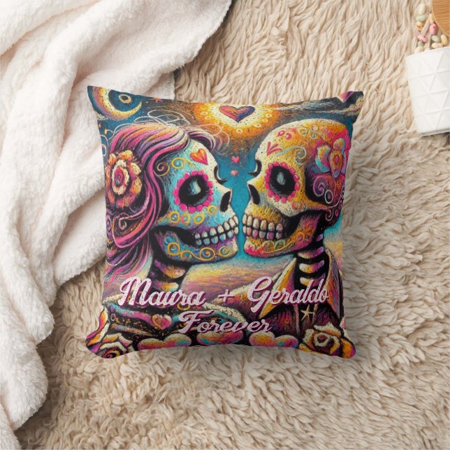 Almofada Sugar Skulls in Love Chalk Pastel Personalized (Cobertor)