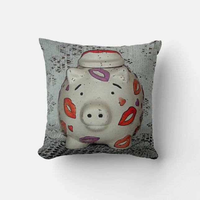 Almofada Suíno Lipstick Adorável (Frente)