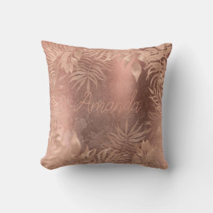 Almofada Sujo de cobre tropical Dourado do rosa floral
