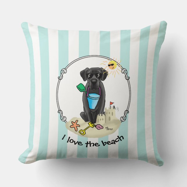 Almofada Summer Beach Black Lab Labrador — Cueca de varejo (Frente)