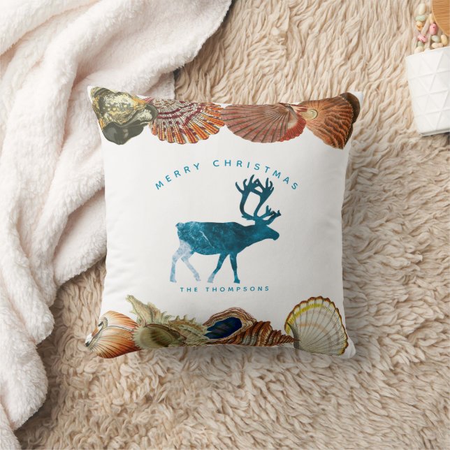 Almofada Summer Christmas Beach Seashell Deer (Cobertor)