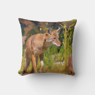 Almofada Summer Coyote Wildlife Painting