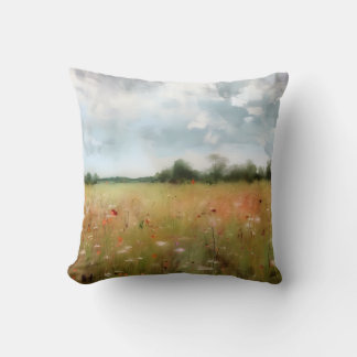 Almofada Summer Meadow Wildflower Landscape Art