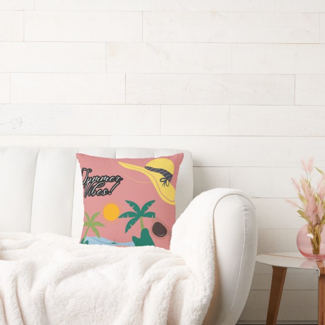 Almofada Summer Vibes Pink Throw Pillow (Sofá)