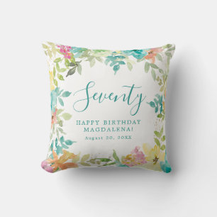 Almofada Summer Watercolor Floral Custom 70 Birthday