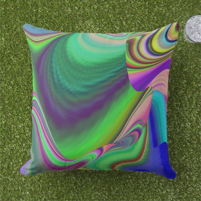Almofada Summersense, Abstrato 3D Rainbowart (Grama)