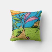 Summertime Ladybird Painting Throw Pillow