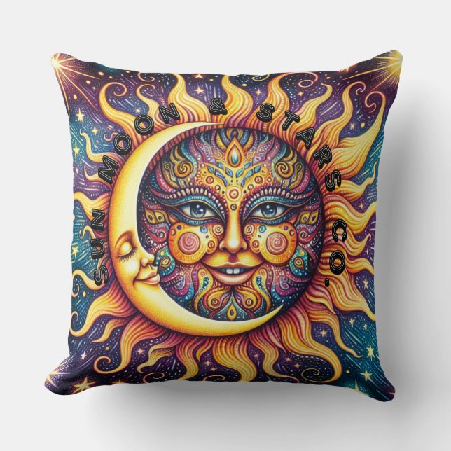 Almofada Sun, Lua e Estrelas Co. (Frente)