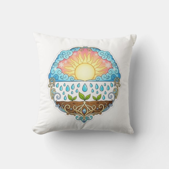 Almofada Sun Rain Growth Nature Symbol Illustration design  (Frente)