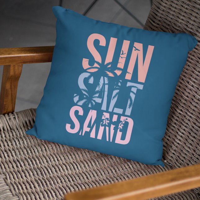 Almofada Sun Sand Summer Quote Azul (Criador carregado)