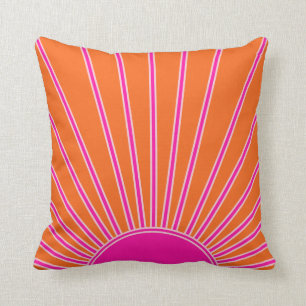 Almofada Sun Sunrise Laranja E Pré-Disquete Rosa Quente