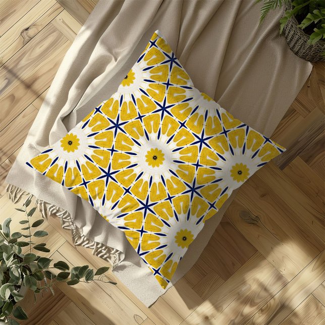 Almofada Sunburst Bloom - Travesseiro decorativo Floral Geo (Criador carregado)