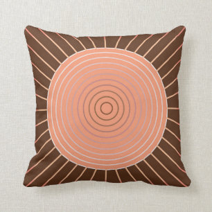 Almofada Sunburst geométrico moderno - pêssego e Brown