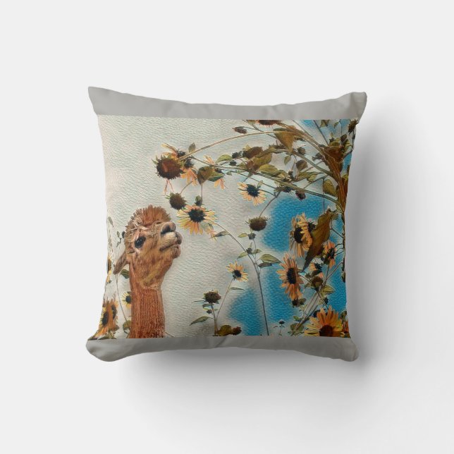 Almofada Sundance a alpaca que cheira as flores (Frente)