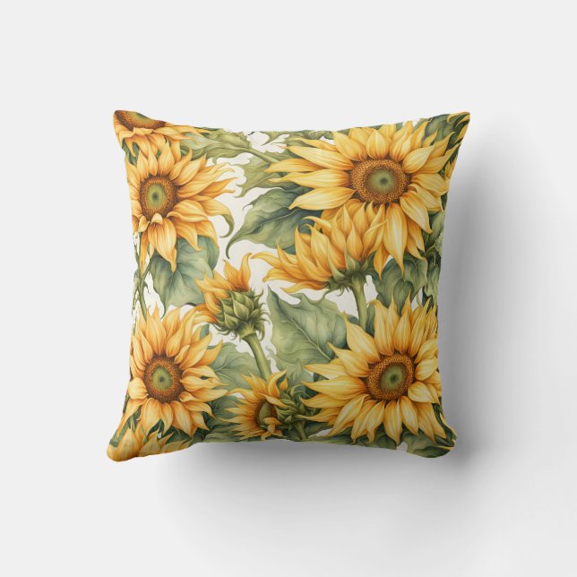 Almofada Sunflower Art Pattern Design (Verso)