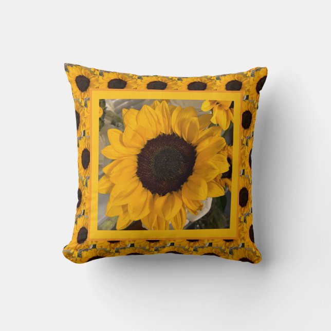 Almofada Sunflower & Buffalo Plaid Pillow (Frente)