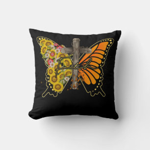Almofada Sunflower Butfly Faithcross Christian