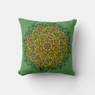 Almofada Sunflower Mandala Nature Lover Girassóis Floral