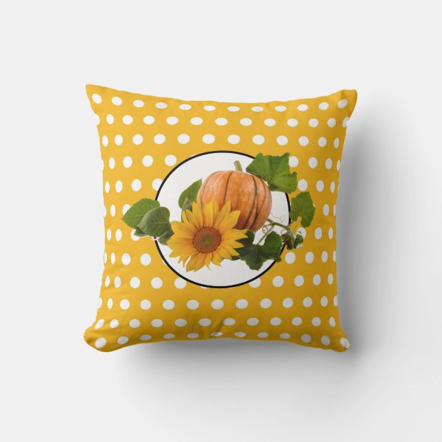 Almofada Sunflower & Pumpkin White Pontos de Ação de Graças (Frente)