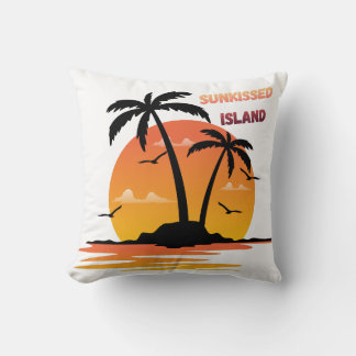 Almofada Sunkissed Island Retro Sunset Palm Tree Throw Pill