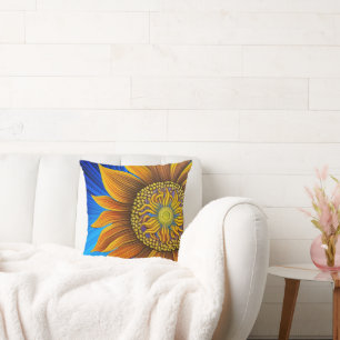 Almofada Sunny Sunflower russo em azul