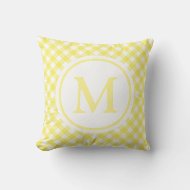 Almofada Sunny Yellow Gingham Monogram (Frente)