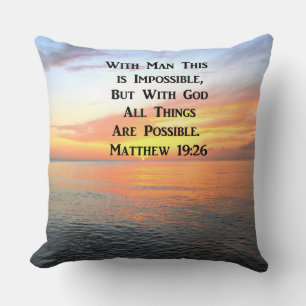 ALMOFADA SUNRISE ESPIRITUAL MATTHEW 19:26 FOTO