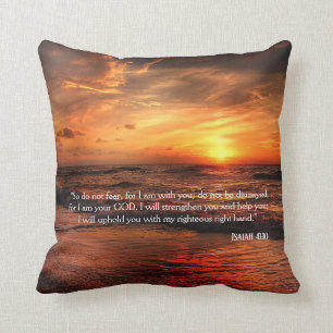 Almofada Sunset Beach Não Teme Isaiah 41:10 Poster