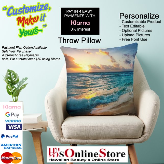 Almofada Sunset Beach Polyester Travesseiro decorativo 19 (Sunset Beach Square Polyester Large Pillow 19.)