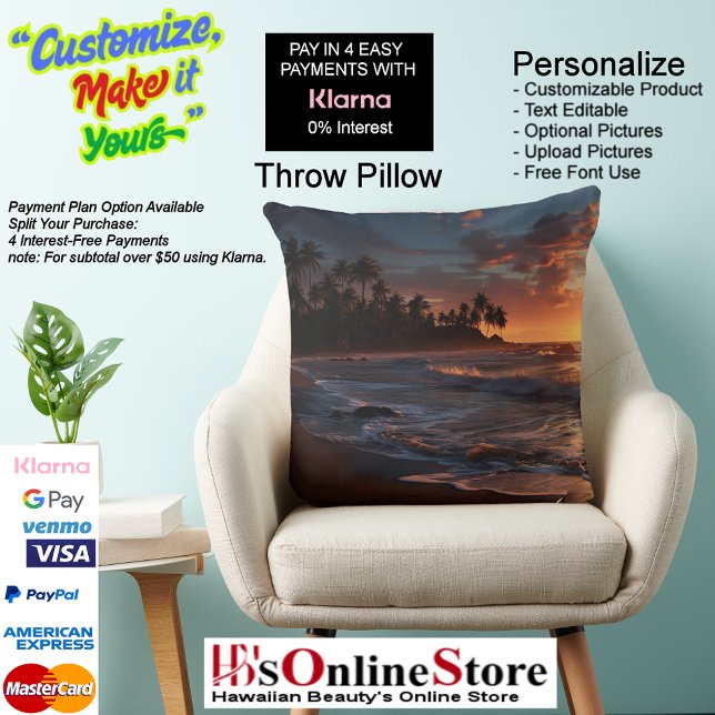 Almofada Sunset Beach Polyester Travesseiro decorativo 3 (Sunset Beach Square Polyester Large Pillow 3.)