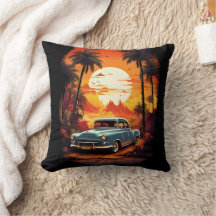 Sunset de carro vintage - Presente para os pavimen