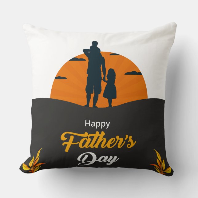 Almofada Sunset Family Silhouette with Son and Daughter Thr (Frente)