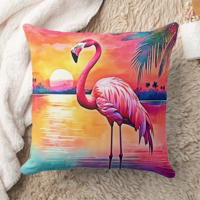 Almofada Sunset Flamingo Art Design (Cobertor)