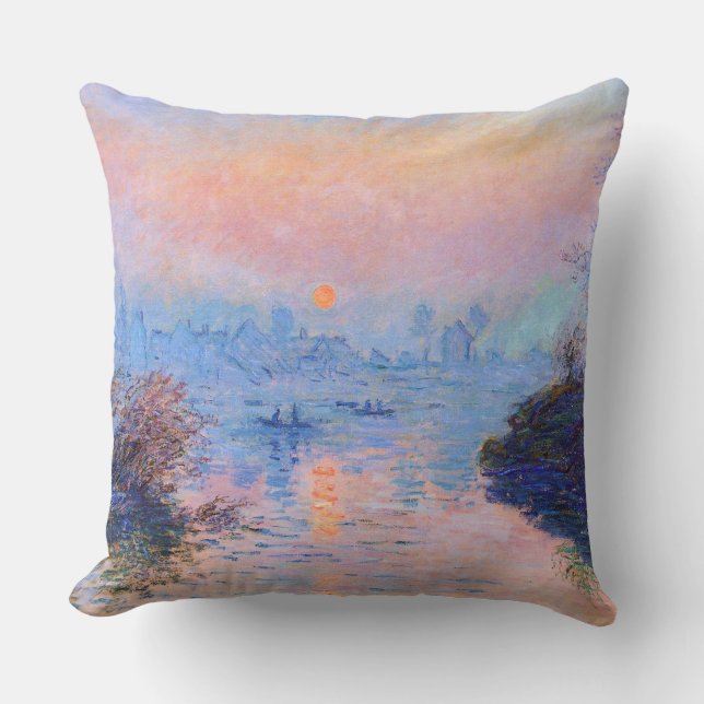 Almofada Sunset no Sena em Lavacourt Monet Fine Art (Frente)
