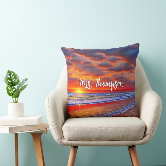 Almofada Sunset tropical com nome personalizado (Cadeira)