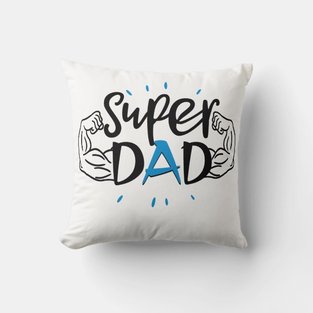 Almofada Super Dad Throw Pillow – Cozy Father Gift (Frente)