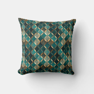 Almofada Super Luxe Teal e Dourado