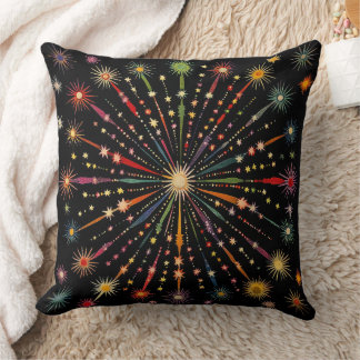 Almofada Supernova - Galáxia de Estrelas Arco-Íris Preta Re