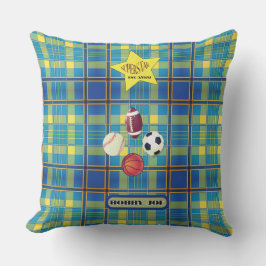 Almofada Superstar Tartan Azul Amarelo
