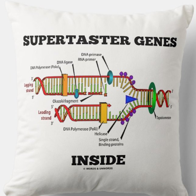 Almofada Supertaster Genes Dentro do Humor de Replicação de (Throw pillow featuring DNA replication for any supertaster)