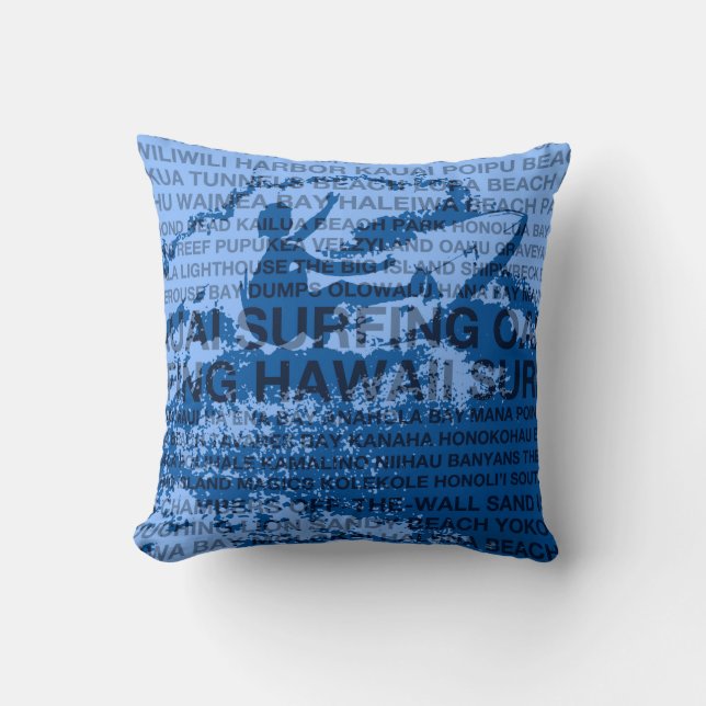 Almofada Surfando Travesseiros Hawaii Cutback do Havaí (Frente)
