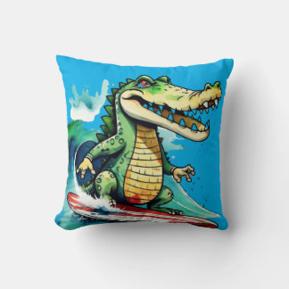 Almofada Surfe de crocodilo engraçado