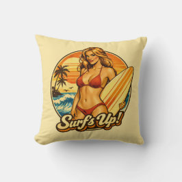 Almofada Surf's Up Bikini Pin-Up | Retro Surf Shop Graphic