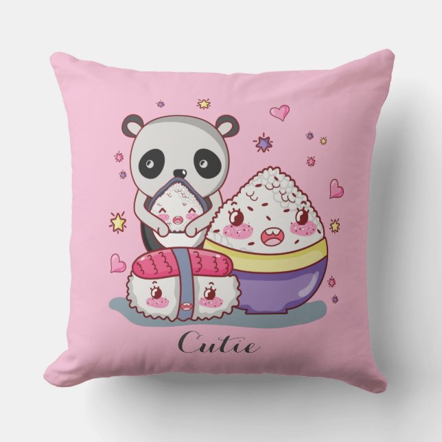 Almofada Sushi Encontra Rolls Kawaii Sushi (Frente)