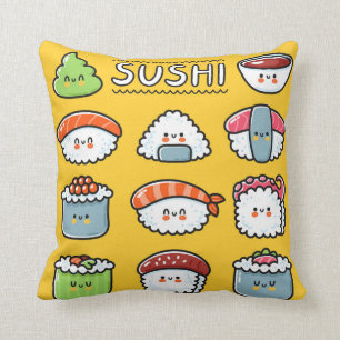 Almofada Sushi maki rola desenhos animados e engraçados