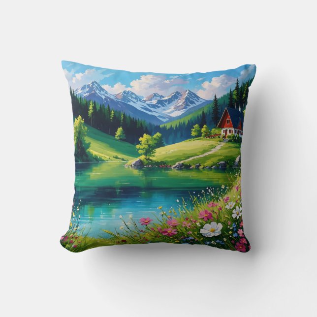 Almofada Sussuros das Colinas - Lago Encantado (Frente)