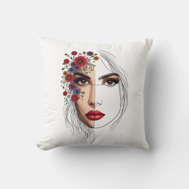 Almofada Sussurros da Natureza - Beleza Feminina em Bloom (Frente)