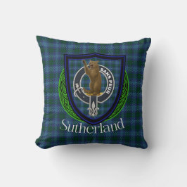 Almofada Sutherland Scottish Clan Tartan & Crest