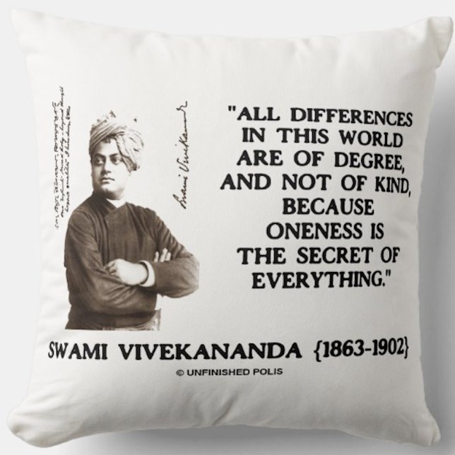 Almofada Swami Vivekananda - O Segredo De Tudo (Inspirational and existential Vivekananda quote throw pillow featuring the advocacy of oneness)