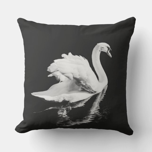 Almofada Swan Natação Negra e Branca (Frente)